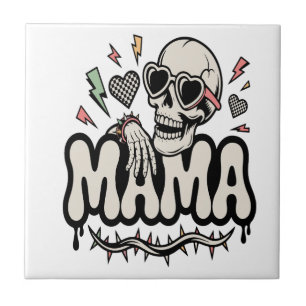 Azulejo De Cerâmica Mama de Halloween engraçada caveira fixe