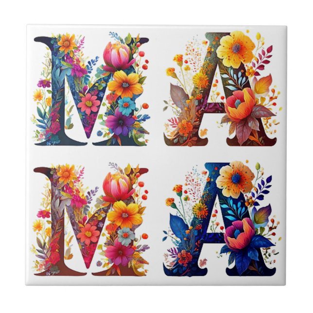 Azulejo De Cerâmica MAMA Floral (Frente)