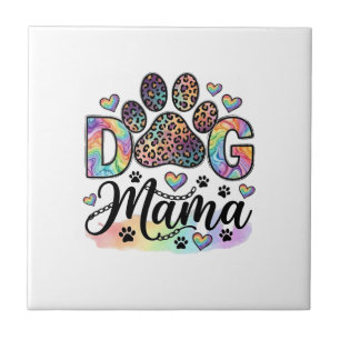 Azulejo De Cerâmica Mamãe Cachorro Pata Leopardo Arco-íris Aquarela Co