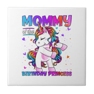 Azulejo De Cerâmica Mamãe da Menina Princesa de Aniversário Flossing U