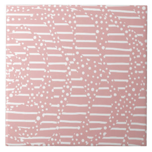 Azulejo De Cerâmica Manchas e Listras 2 - Rosa e Branco