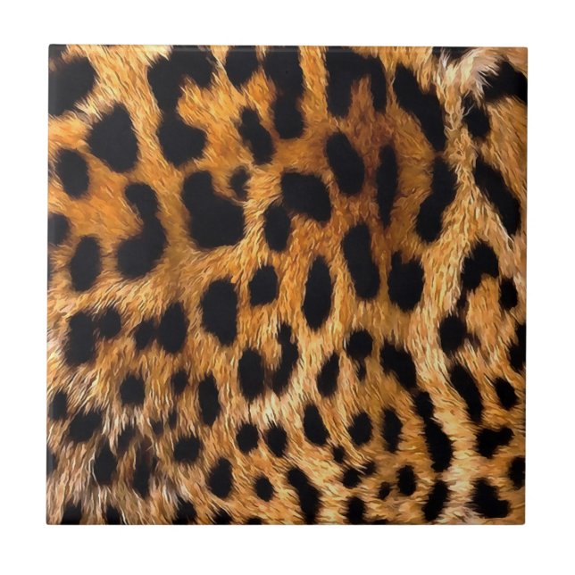 Azulejo De Cerâmica Manchas-leopardo Black Brown Wild Animal Fine Art (Frente)