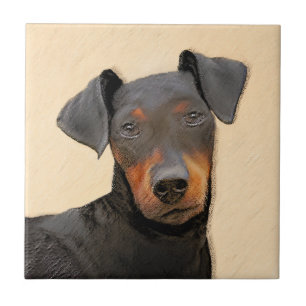 Azulejo De Cerâmica Manchester Terrier Pintura Original