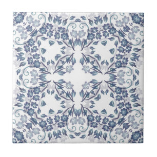 Azulejo De Cerâmica Mandala Azul Empoeirado 