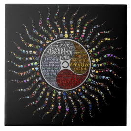 Azulejo De Cerâmica Mandala Boêmia, Palavras Inspiradoras Positivas