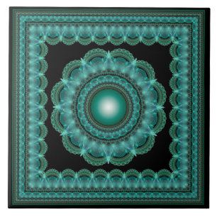 Azulejo De Cerâmica Mandala brilhante fractal
