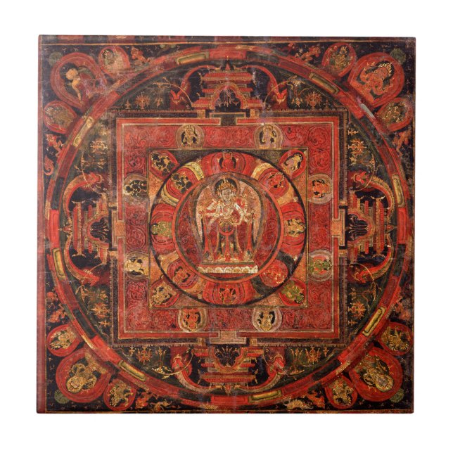 Azulejo De Cerâmica Mandala budista da compaixão (Frente)