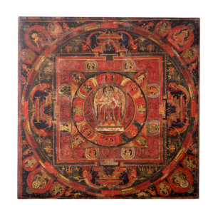 Azulejo De Cerâmica Mandala budista da piedade