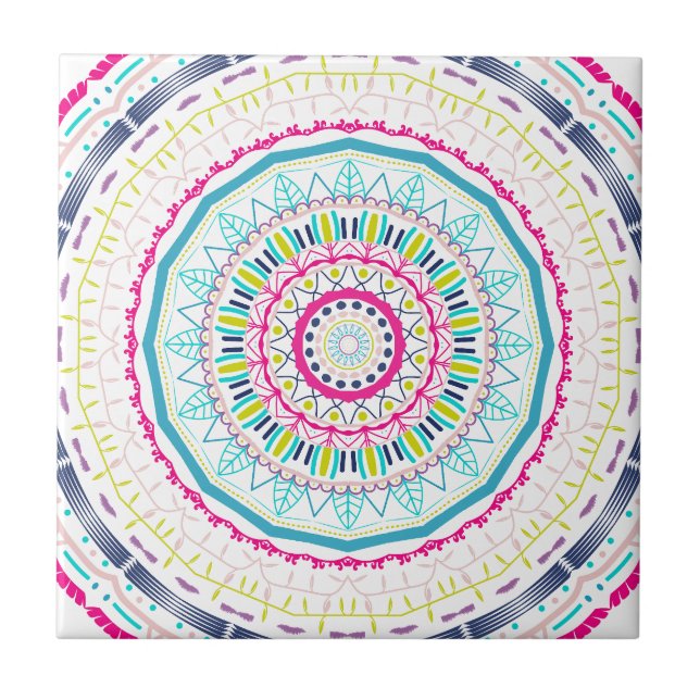 Azulejo De Cerâmica mandala colorida (Frente)