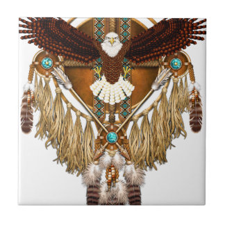 Azulejo De Cerâmica Mandala da águia americana - revisada