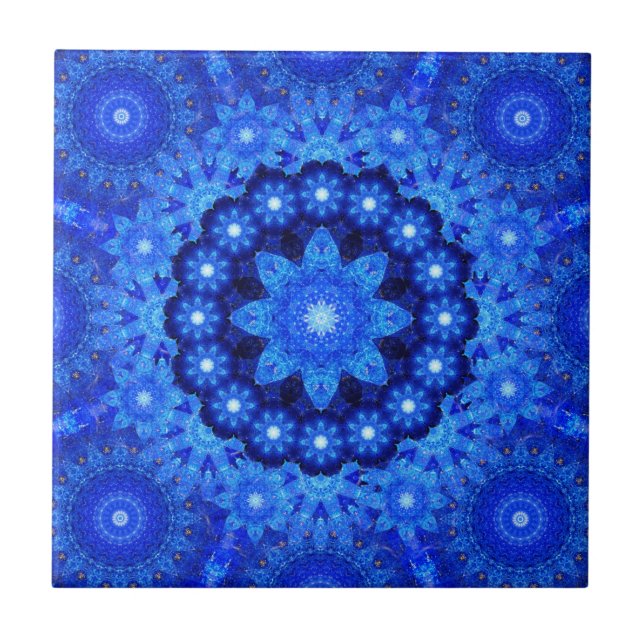 Azulejo De Cerâmica Mandala da coroa de Lapis (Frente)