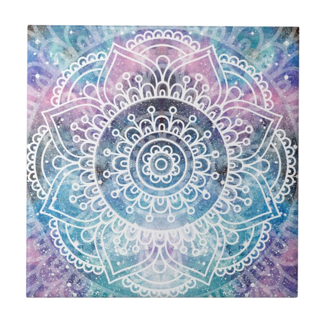 Azulejo De Cerâmica Mandala da galáxia (Frente)