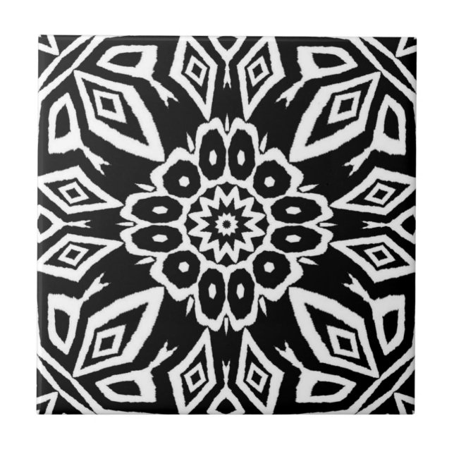 Azulejo De Cerâmica Mandala da Meia-Noite (Frente)