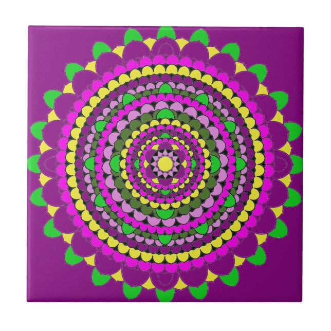 Azulejo De Cerâmica Mandala da pétala (Frente)