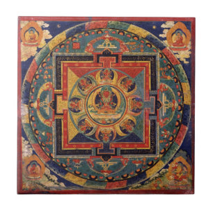 Azulejo De Cerâmica Mandala de Amitayus. Escola tibetana do século XI