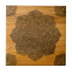 Azulejo De Cerâmica Mandala de madeira