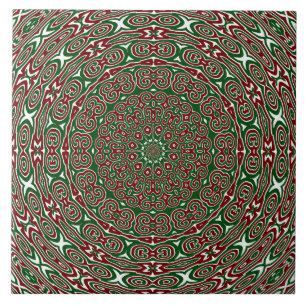 Azulejo De Cerâmica Mandala de Natal Groovy Maximalista Ornata Chique