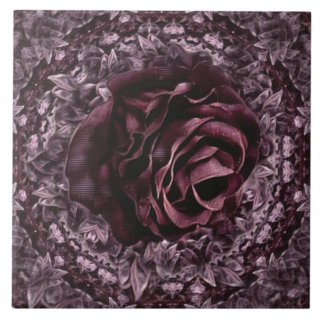 Azulejo De Cerâmica Mandala de Rosa  (Frente)
