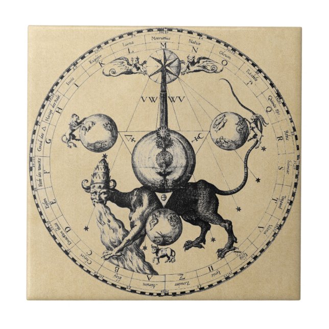 Azulejo De Cerâmica Mandala do emblema do Cabala (Frente)