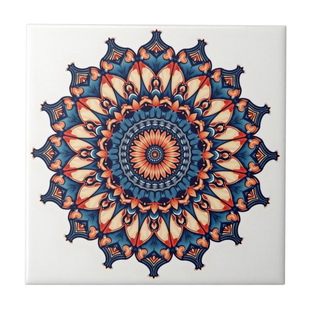 Azulejo De Cerâmica Mandala em branco (Frente)
