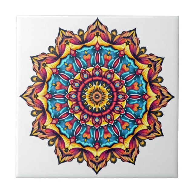 Azulejo De Cerâmica Mandala em branco (Frente)
