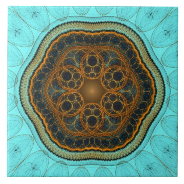 Azulejo De Cerâmica Mandala fractal harmônica (Frente)