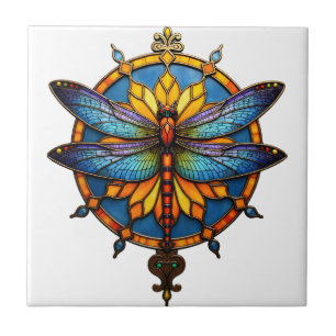 Azulejo De Cerâmica Mandala Libélula Luminosa Geometria Sagrada Espiri