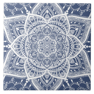 Azulejo De Cerâmica Mandala marinho e branca - Loergann no tubarão ba