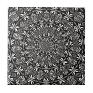 Azulejo De Cerâmica Mandala Monocromático