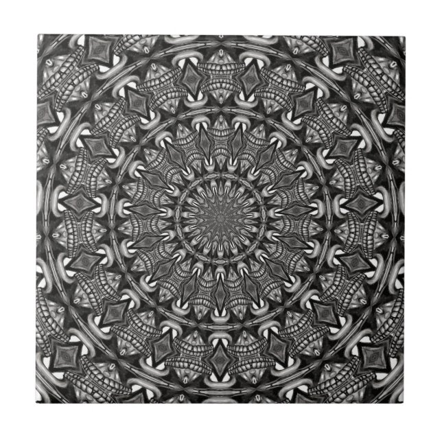 Azulejo De Cerâmica Mandala Monocromático (Frente)