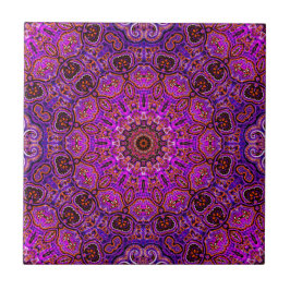 Azulejo De Cerâmica Mandala Motivo Kaleidoscópico Rosa Quente