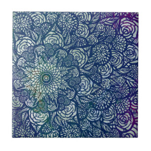 Azulejo De Cerâmica Mandala Nature Floral
