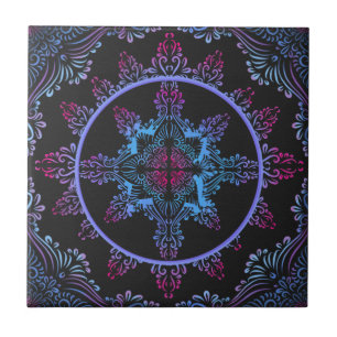 Azulejo De Cerâmica Mandala Night Flower