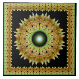 Azulejo De Cerâmica mandala ornamento fractal dourado