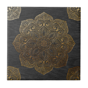 Azulejo De Cerâmica Mandala-ouro de madeira