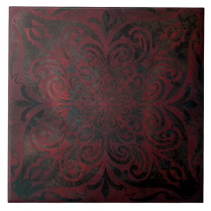 Azulejo De Cerâmica mandala preto romântico elegante