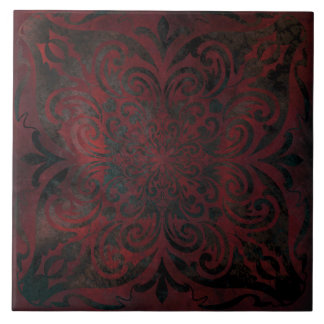 Azulejo De Cerâmica mandala preto romântico elegante