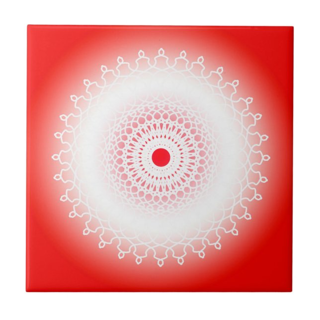 Azulejo De Cerâmica Mandala rouge (Frente)
