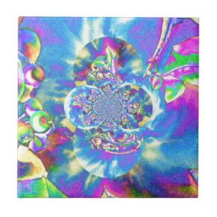 Azulejo De Cerâmica Mandala solar de mirtilo