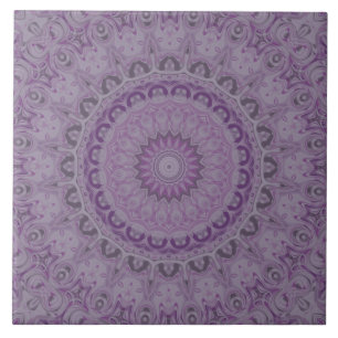 Azulejo De Cerâmica Mandala Sonho em Aquarela em Tons de Roxo