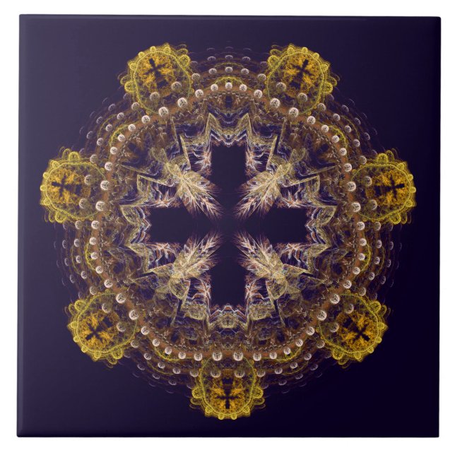 Azulejo De Cerâmica Mandala transversal frontal (Frente)