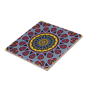 Azulejo De Cerâmica Mandala Trippy Retro Hippie Boho Chic Bohemian