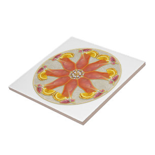 Azulejo De Cerâmica Mandala tropical da bebida