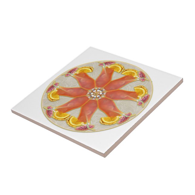 Azulejo De Cerâmica Mandala tropical da bebida (Lateral)