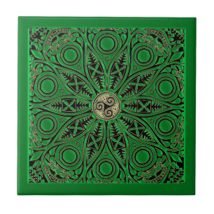 Azulejo De Cerâmica Mandala verde de Kelly Triskele