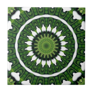 Azulejo De Cerâmica Mandala Verde Tropical
