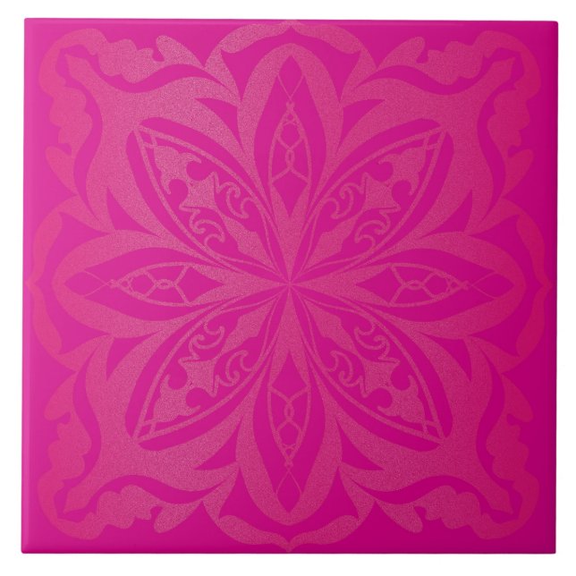 Azulejo De Cerâmica Mandala zen rosa (Frente)
