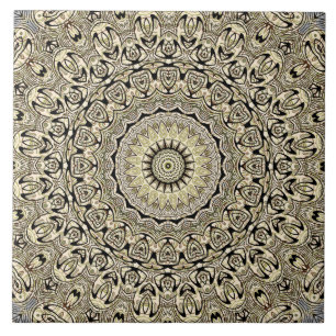 Azulejo De Cerâmica Mandalas de Tons Terrosos Padrões Geométricos Intr