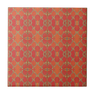 Azulejo De Cerâmica Mandarin bompkin orange gatinhos de arte geométric