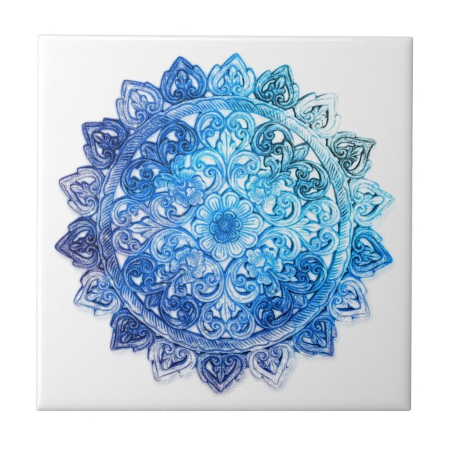 Azulejo De Cerâmica Mandela azul (Frente)